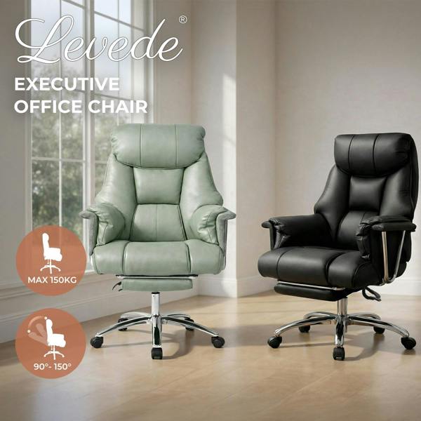 Levede Heavy Duty Executive Office Chair Leather with Pocket Spring Seat No Sagging