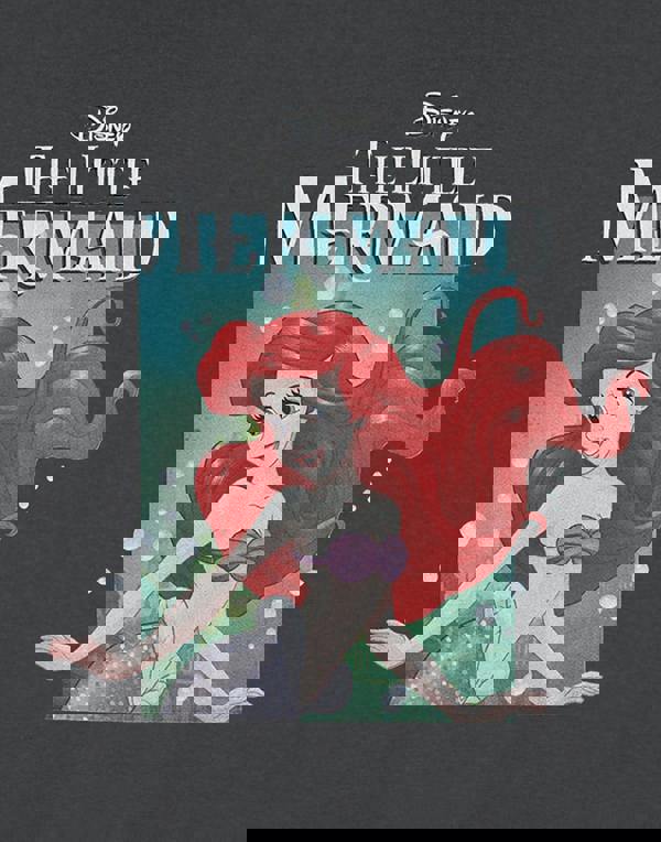 Disney The Little Mermaid Womens Grey Ariel Bubbles Cropped Short Sleeved T-Shirt