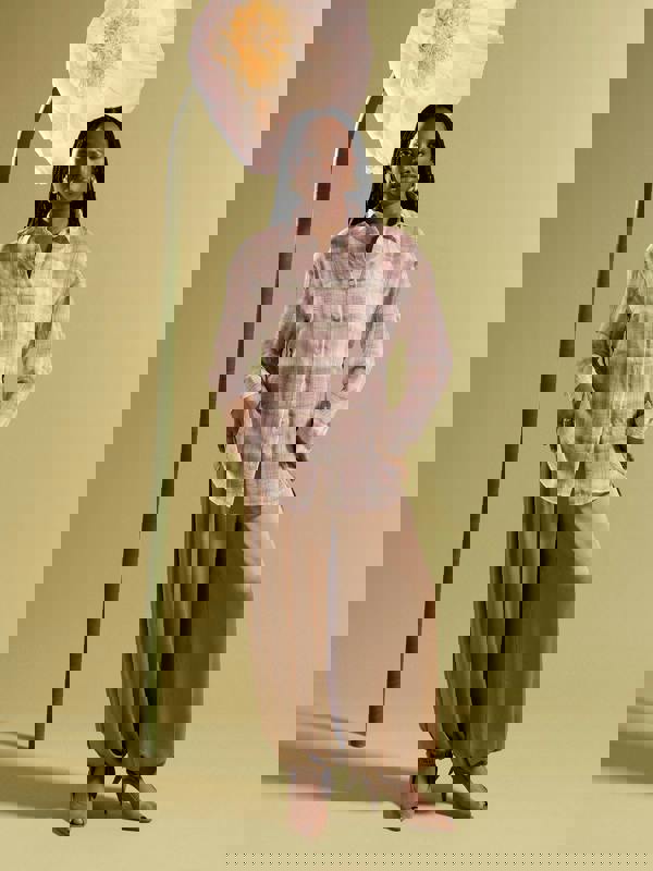 GWD Roberta Pink Sheer Checked Blouse