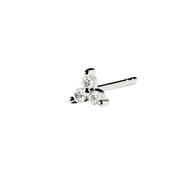 Spero London Lotus Diamond Stud Earring in 14ct Solid Gold - Single