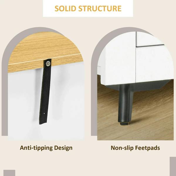 White sideboard base with non-slip feet and anti-tip strap