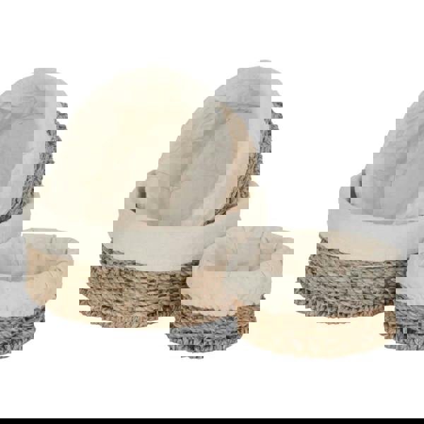 Set of 3 Round Cotton Lined Seagrass Trays