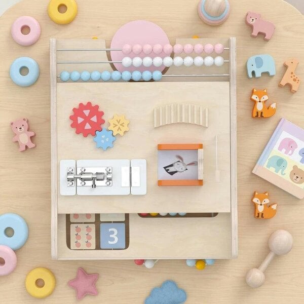 Wooden Baby Walker with Detachable Double-Sided Activity Board, Push Along Walker, Gift for Boys Girls 1-3 Years