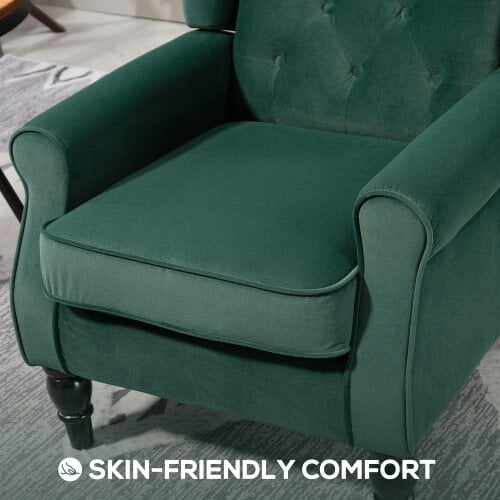 Wyld Haus Dona Green Retro Wingback Accent Armchair With Diamond Button Tufted Upholstery