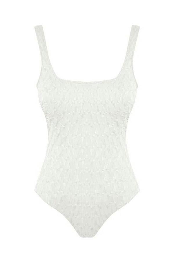 WOVCOR Textured Square Neck Covered Regular Swimsuit