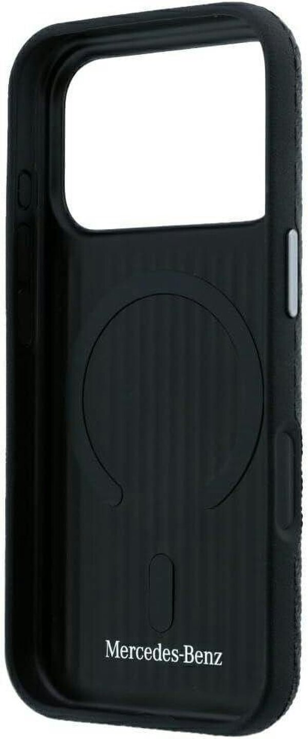 Mercedes Leather Semi Wrap Wood Effect Case with MagSafe for iPhone 17/18 Pro 6.3" Black - MEHMP18L25PFWWPK