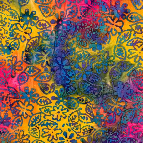 Minerva Multicoloured Cotton Batik Dressmaking & Quilting Fabric per metre, 110cm / 43" Wide