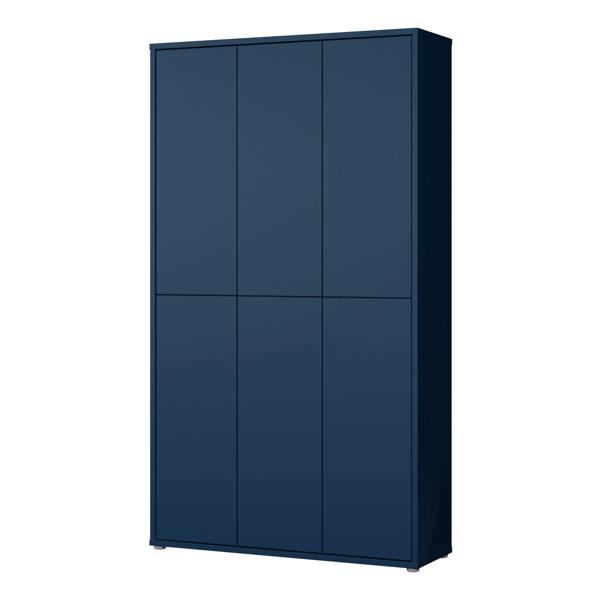 Furniture To Go Alice Springs Tall Shoe Cabinet with 6 Doors Push-to-Open in Night Blue