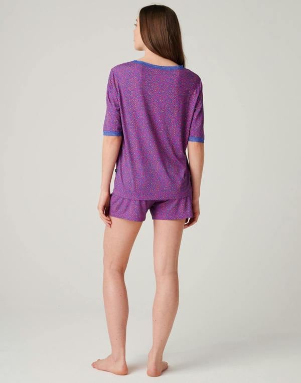 British Boxers Women's Bamboo Lace Short Pyjama Set - Wild Cat