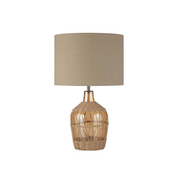 Lighting Collection Boho‑Style Rattan Table Lamp in Warm Natural Finish