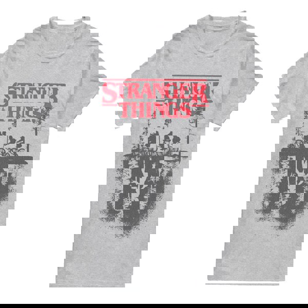 Stranger Things Mens Forest Silhouette Logo T-Shirt - Sport Heather