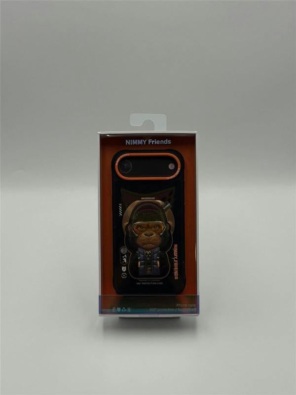 Nimmy Friends Nimmy Cool & Cute 2.0 Gorilla Case with MagSafe Stand for iPhone 17 Air 6.5" Black Orange - N-YJKM-CXZJZH-IP17-AIR-016