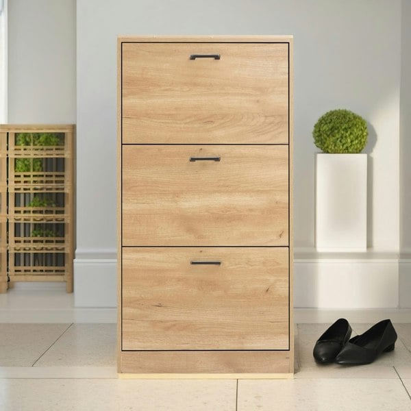 Rafaelo Mobilia 3 Drawer Shoe Storage Cabinet Pine