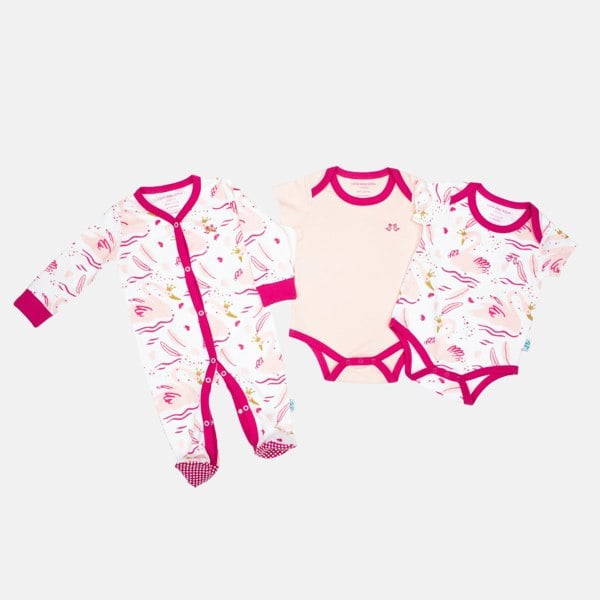 Luca and Rosa Swan Princess Pink Girls Sleep Suit & 2 Piece Vest Set