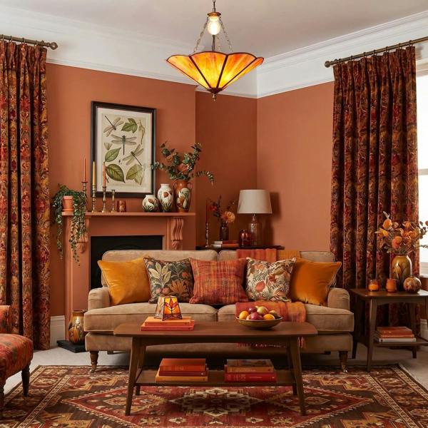 Orange Amber Chic Tiffany Glass Easy Fit Pendant Shade with Chains Image 6
