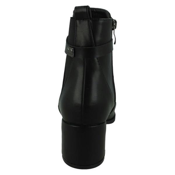Spot On Ladies Spot On Mid Block Heel Ankle Boots with Back Strap F51239
