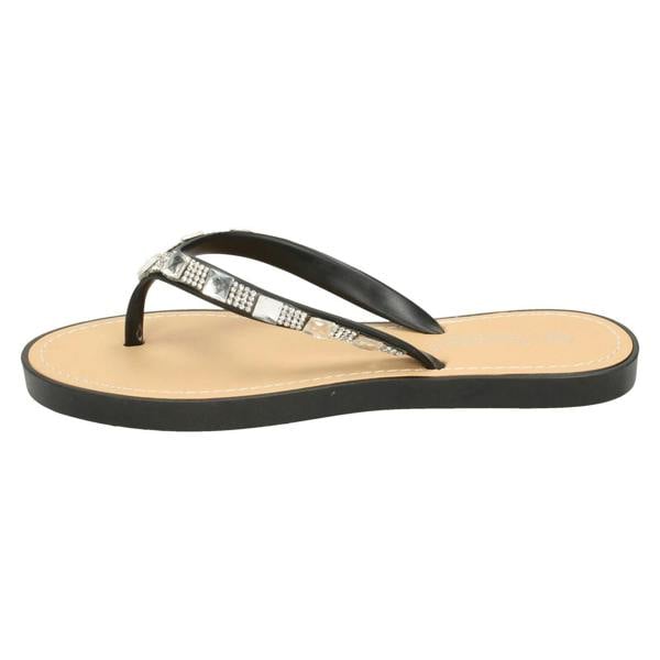 Savannah Ladies Savannah Sequin Toe Post Flip Flop Sandal