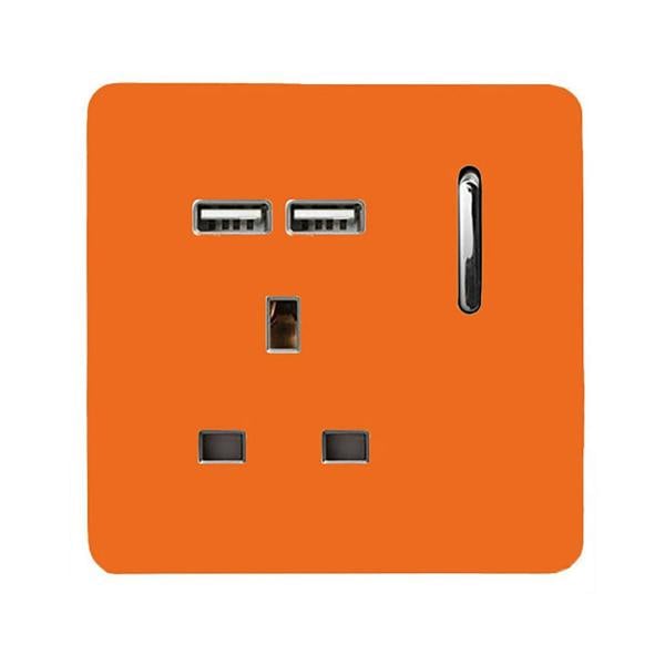Trendi Switch 1 Gang USB 2100mA Plug Socket in Sunset Orange