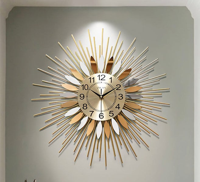 Miller Round Art Deco Wall Clock, Silent Clock, Gold & Silver-Weilai-Weilai Concept