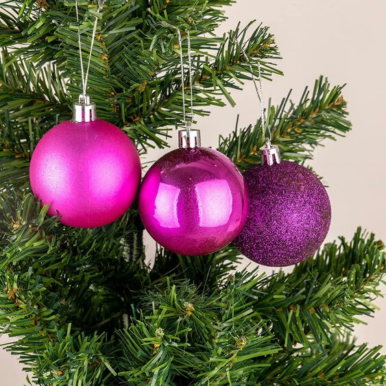 Shatchi Purple Shatterproof Christmas Baubles 6cm Pack Sizes for Tree and Seasonal Displays - 18 Pack - PVC - Purple