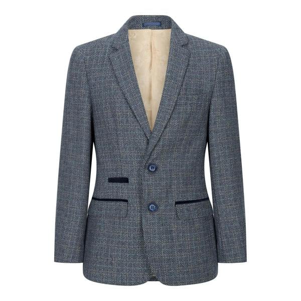 Paul Andrew Boys 3 Piece Blue Tweed Check Vintage Retro Suit