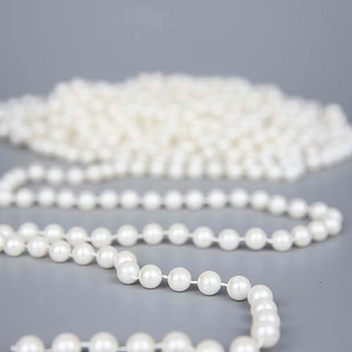 24ft Pearl Shiny Christmas Bead Chain Metallic Garland for Trees, Wreaths and Festive Displays image 4