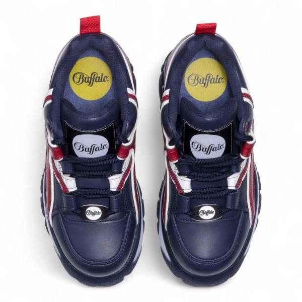 Buffalo Womens Blue Red Chunky Platform Fashion Trainers - 1339-14