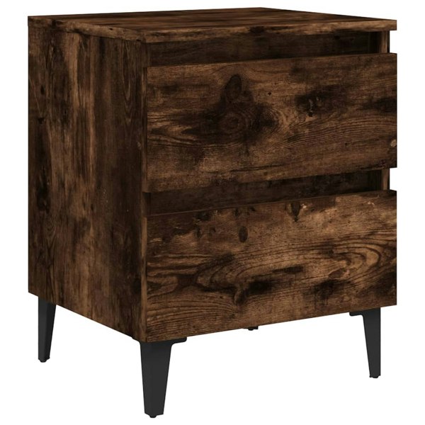 Berkfield Bed Cabinets with Metal Legs 2 pcs Smoked Oak 40x35x50 cm