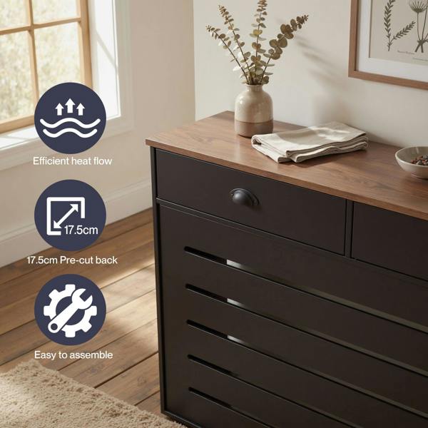 Levede Radiator Cabinet with Drawers Slat Grill Storage Shelf Guard Furniture