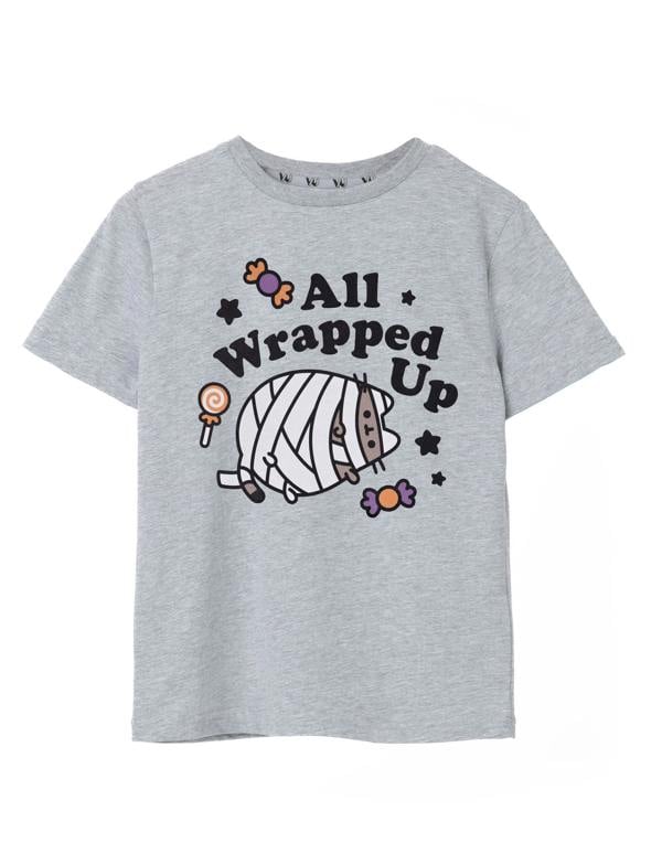 Pusheen Girls Grey Halloween Mummy Short Sleeved T-Shirt