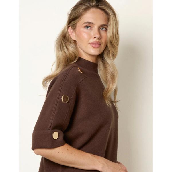 Blue Vanilla Short Sleeve Button Detail Jumper