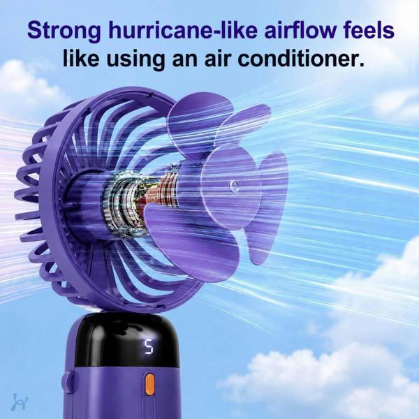 Dyzi Portable Handheld Mini Fan Rechargeable with Stand USB C 3 Speed