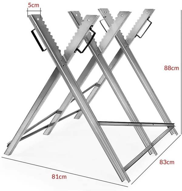 Gr8 Garden Folding Saw Horse Log Holder – Heavy Duty Galvanized Metal Sawing Trestle for Chainsaw Cutting