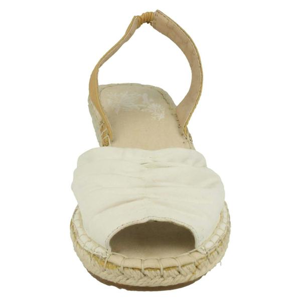 Ladies Flowers Wedge Heel Slingback Ruched Vamp Sandals