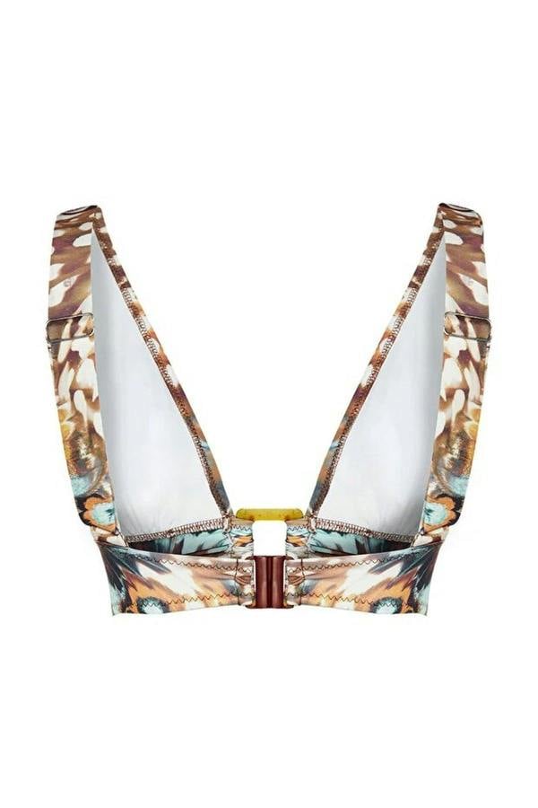 WOVCOR Abstract Patterned Triangle Covered Bikini Top with Accessories