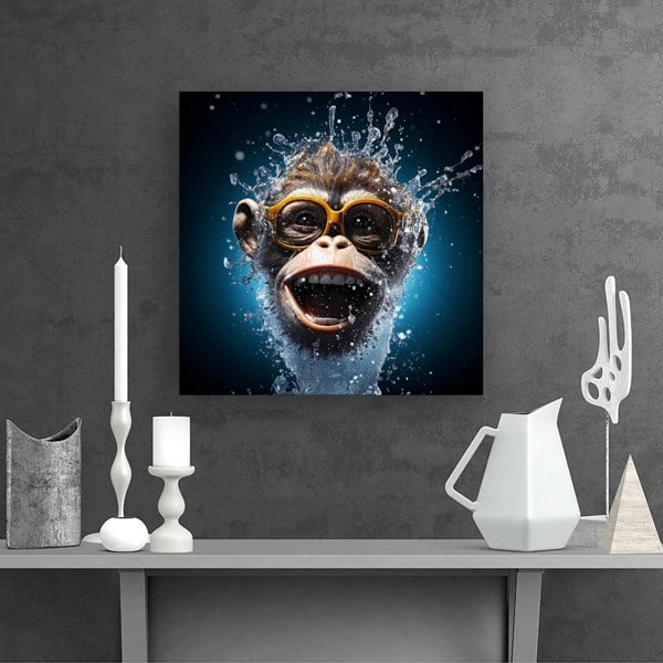 Warren Reed Splash Art Cheeky Chimp Face Canvas