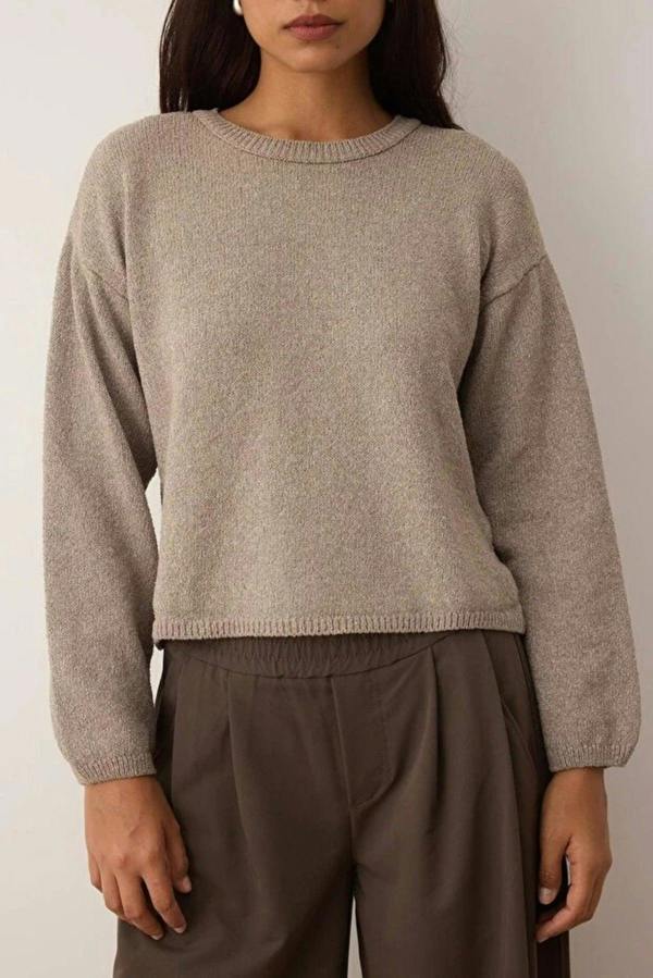 WOVCOR Cotton Loose Fit Basic Knit Sweater
