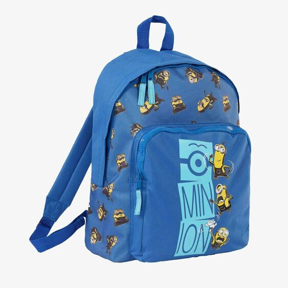 Onomato! Minions Backpack School Bag with Front Zip Pocket One Size Blue