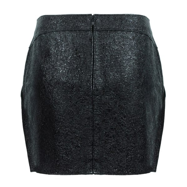 3.1 Phillip Lim mini skirt in a shimmering onyx textured&nbsp;lambs leather&nbsp;