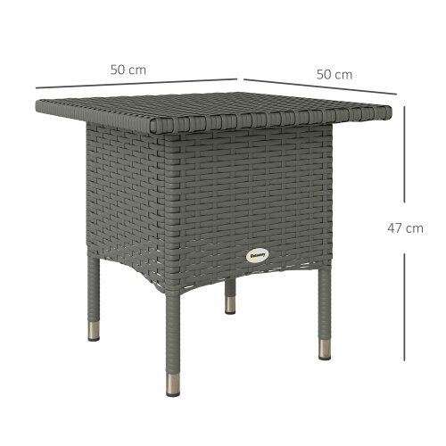 Wyld Haus Nari Grey Rattan Outdoor Side Table With Woven Top