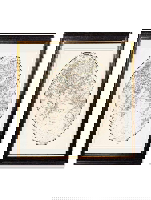 Exceptional Art c.1838 World Map Hemispheres