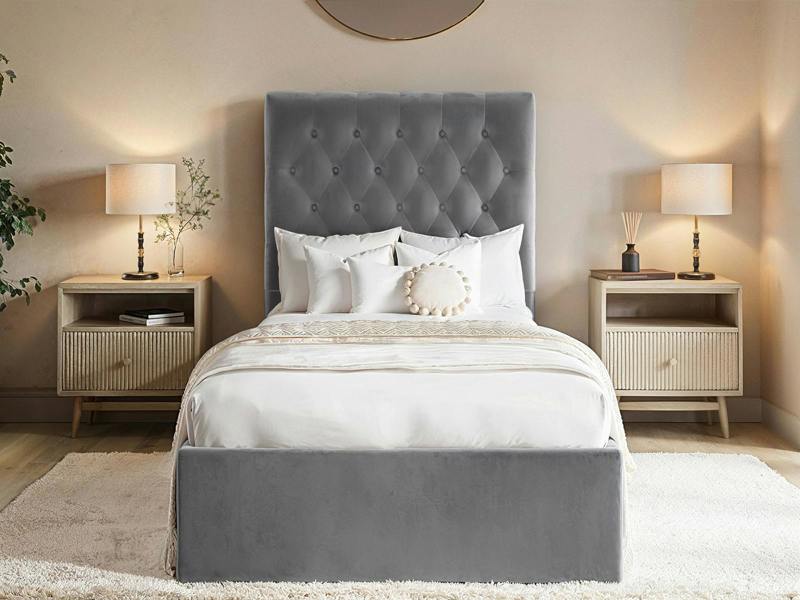 Flair Milan Single Velvet Ottoman Bed