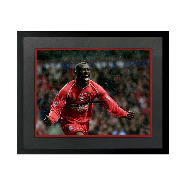 Emile Heskey Signed Liverpool 16x12 Image Deluxe Mount Frame