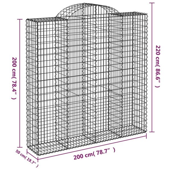 Berkfield Arched Gabion Baskets 4 pcs 200x50x200/220 cm Galvanised Iron