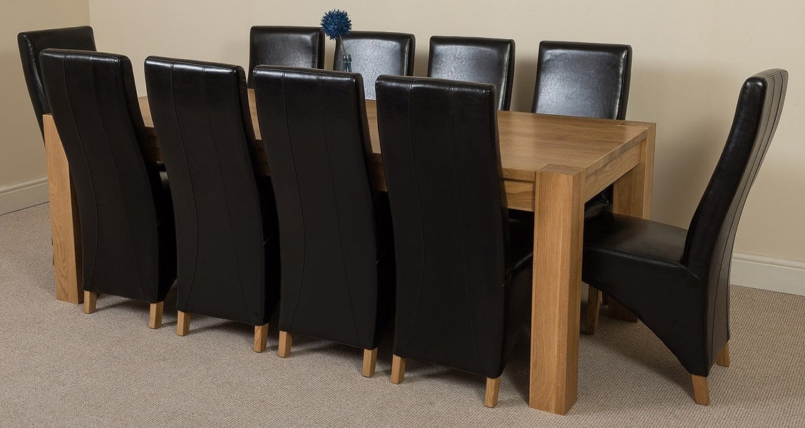 That's Furniture Kuba Extra Large Oak Dining Table with Lola Leather Chairs