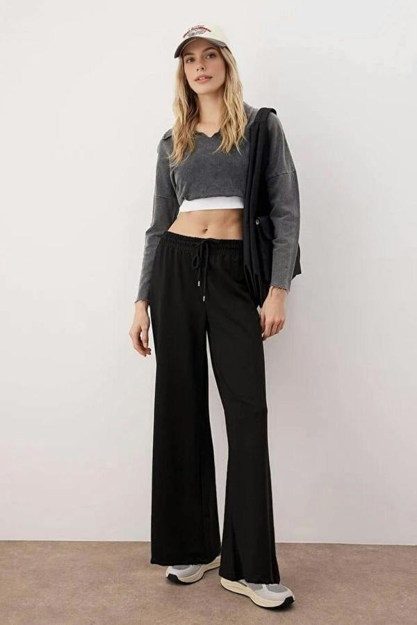 WOVCOR Cotton Wide Leg Thin Knit Jogger