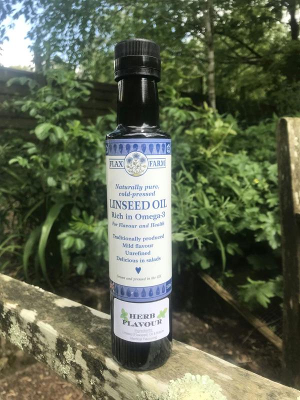 Herb flavoured flaxseed oil