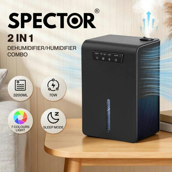 T-mech 3.2L Dehumidifier – Black with LED Light