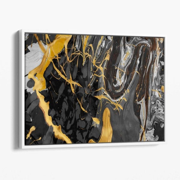 Artze Wall Art Abstract Black and Yellow Canvas Wall Art