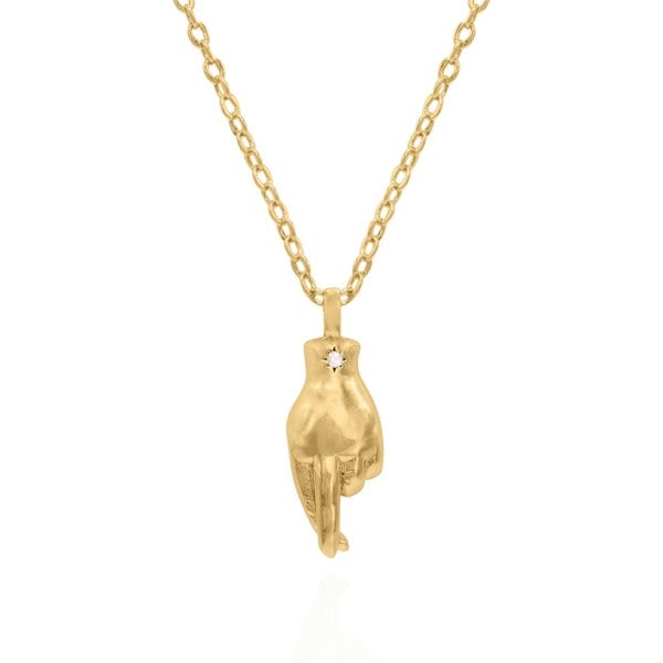 Luna Charles Billie Fingers Crossed Necklace - 18k Gold Plated